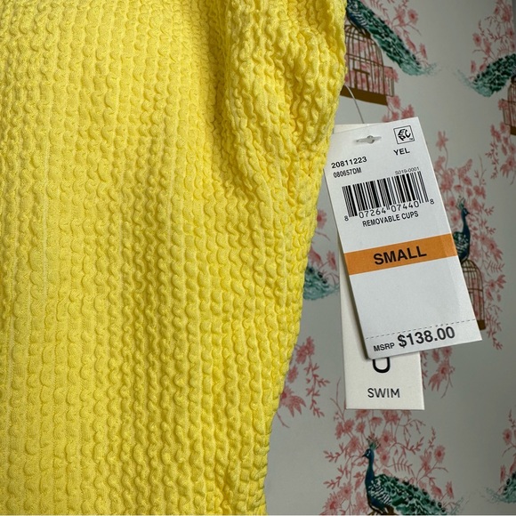NWT Yellow Lucky Brand One Piece Swimsuit Textured Scoop - Picture 10 of 10
